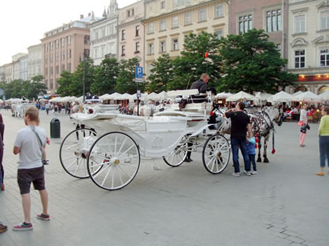 Krakow - main square, coach rides
